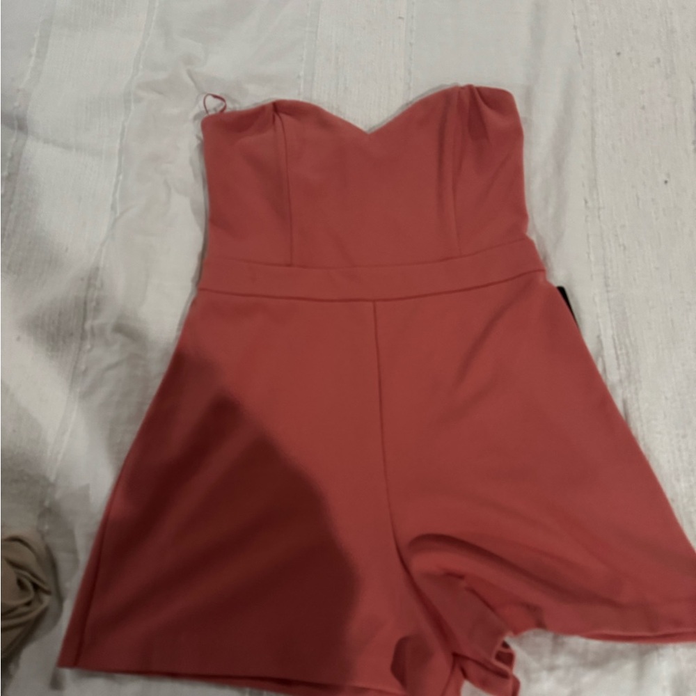 Express Coral Strapless Outfit
